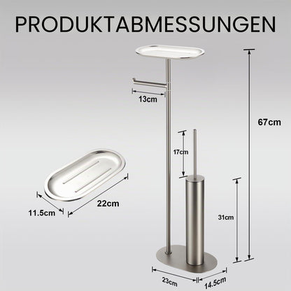 Freistehendes WC-Bürsten-Set Edelstahl gebürstet Nickel 3-in-1