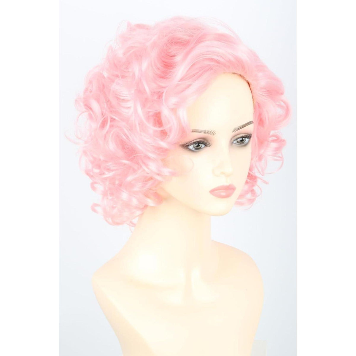 Rosa Lockige Damen Perücke – Halloween & Retro Kostüm