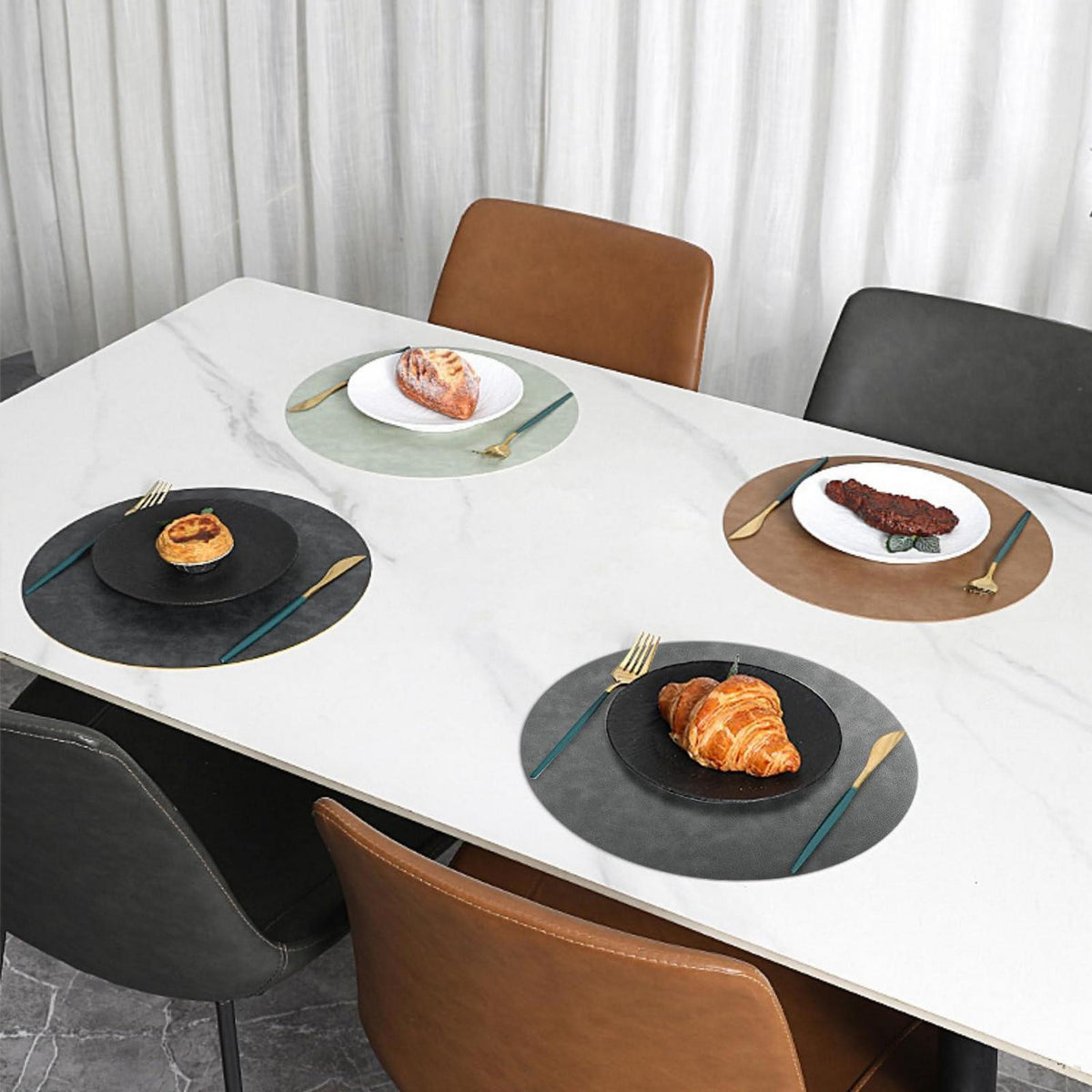 Tischsets 4er Set – Abwaschbar & Hitzebeständig Braun/Schwarz in Lederoptik