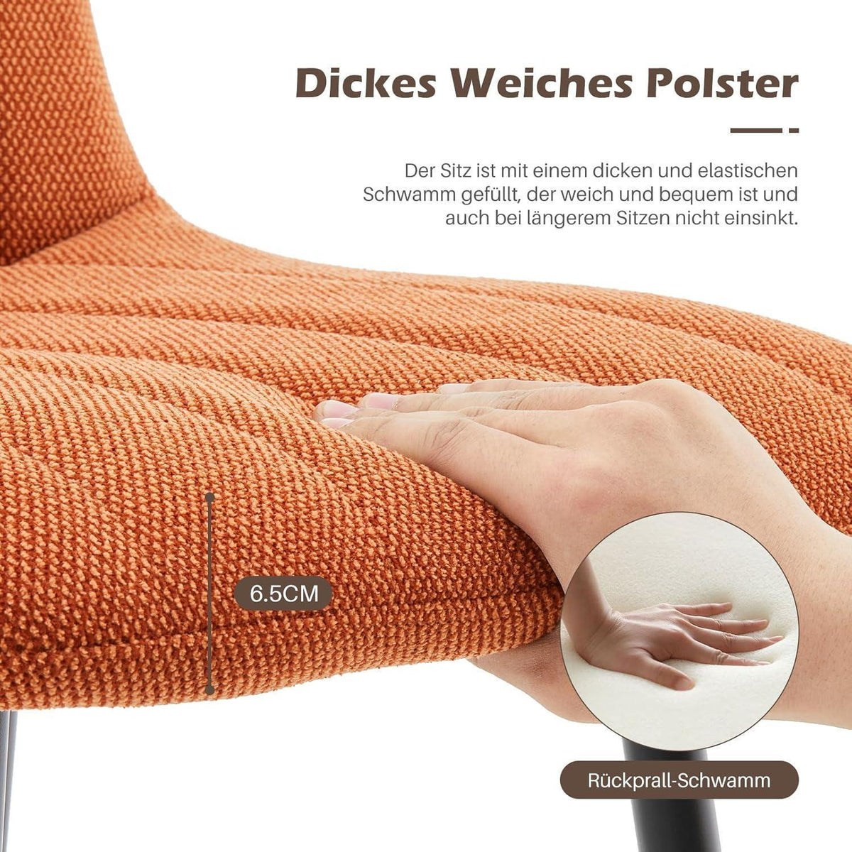 Gepolsterter Esszimmerstuhl Set 4er – Orange Leinen