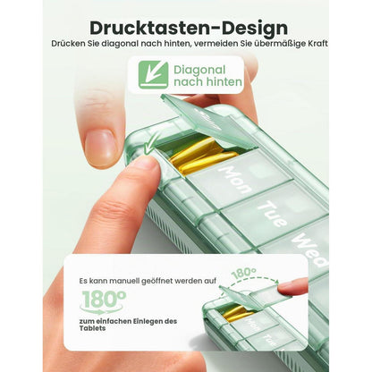 Tablettenbox 7 Tage Lichtgeschützt – Grün für Medikamente & Reisen