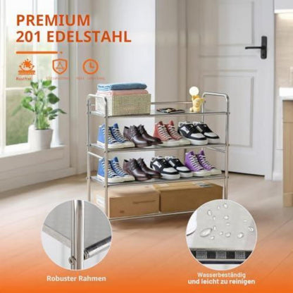Edelstahl Schuhregal 4-Etagen – Platzsparend & Robust
