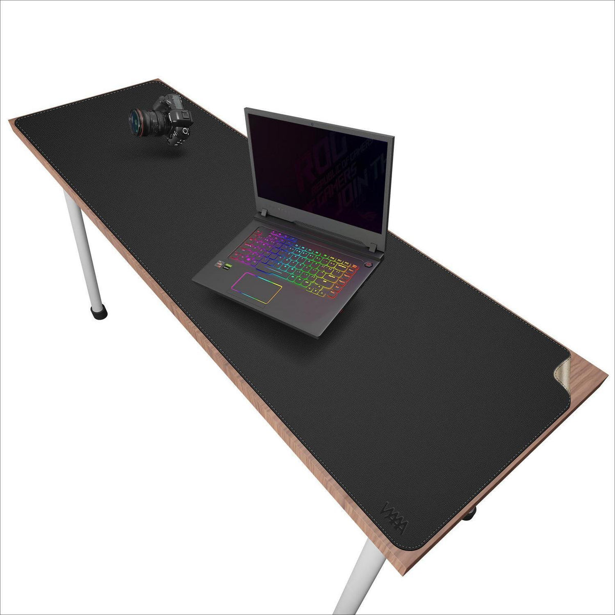 XXL Schreibtischmatte & Kork – 170x50 cm Schwarz in Lederoptik