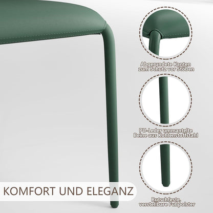 Esszimmerstuhl in Lederoptik, C-Lehne, Dunkelgrün