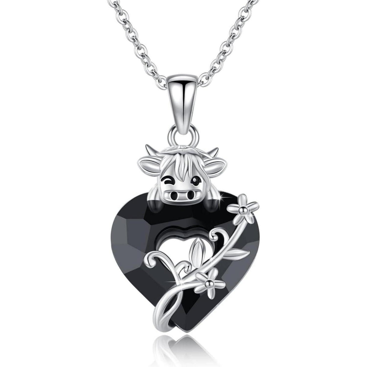 925 Sterling Silber Tier Halskette mit Highland Cow Anhänger