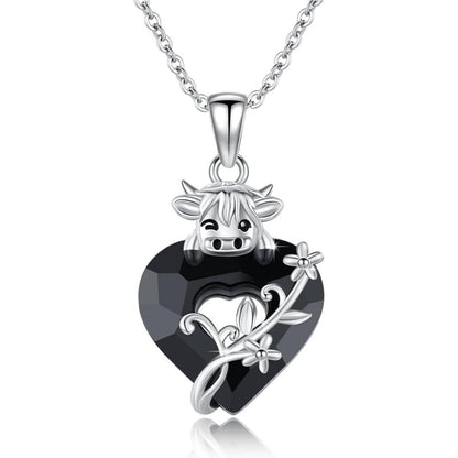 925 Sterling Silber Tier Halskette mit Highland Cow Anhänger