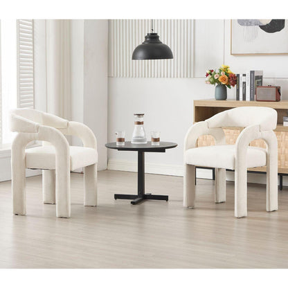Gepolsterte Esszimmerstühle 4er Set, Chenille Weiß