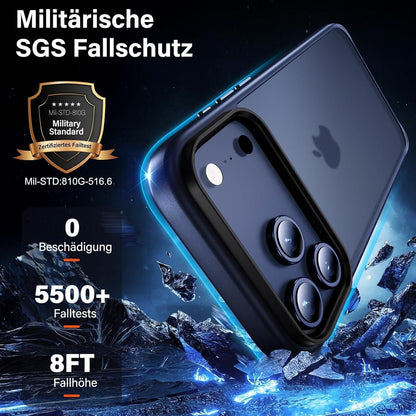 iPhone 17 Pro Hülle Set mit 2x Schutzfolie, Matt Blau