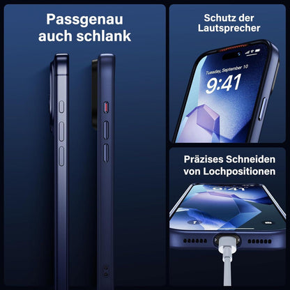 iPhone 17 Pro Hülle Set mit 2x Schutzfolie, Matt Blau