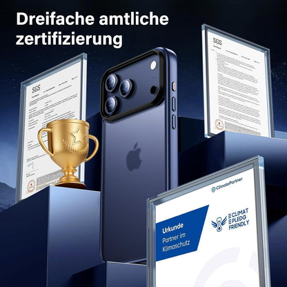 iPhone 17 Pro Hülle Set mit 2x Schutzfolie, Matt Blau