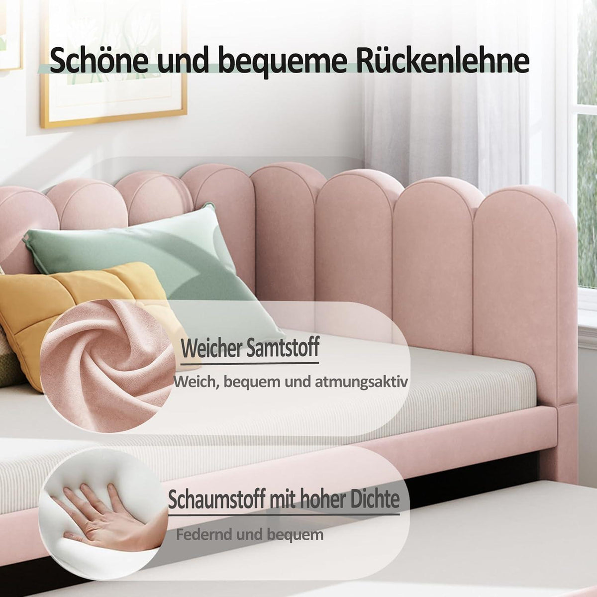 2-in-1 Schlafsofa L-Form Rosa – Platzsparend & Verwandelt