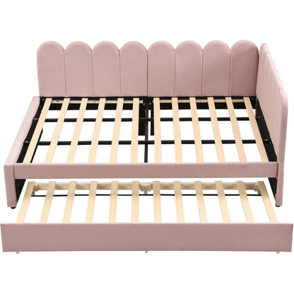 L-förmiges Schlafsofa 140x200 cm mit Ausziehbett & Blütenmuster