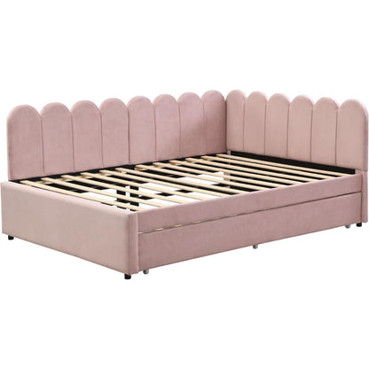 L-förmiges Schlafsofa 140x200 cm mit Ausziehbett & Blütenmuster