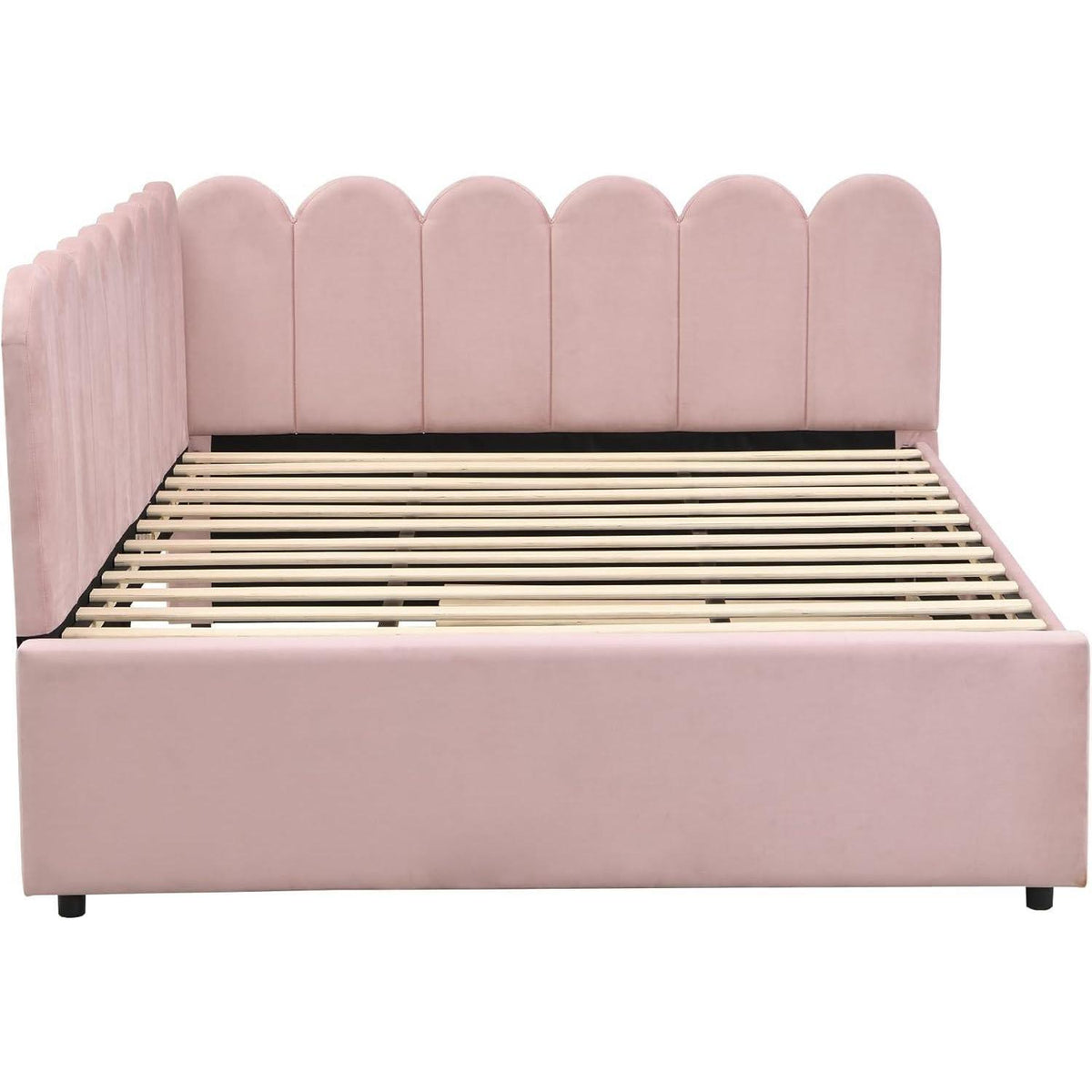 L-förmiges Schlafsofa 140x200 cm mit Ausziehbett & Blütenmuster
