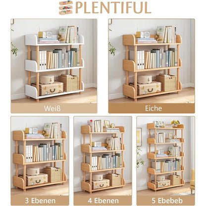 3-Ebenen Holzregal Eiche - Modernes Bücherregal für Wohnzimmer