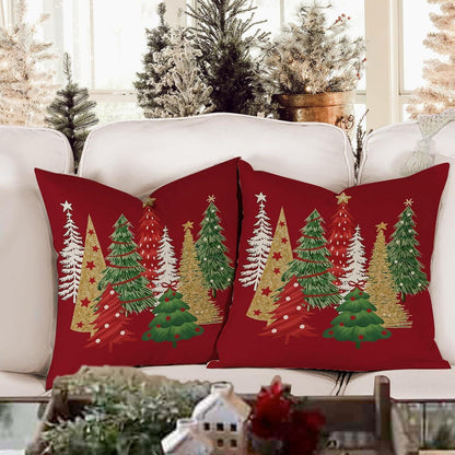 Weihnachtskissenbezug 40x40 cm - 2er Set Leinen Deko