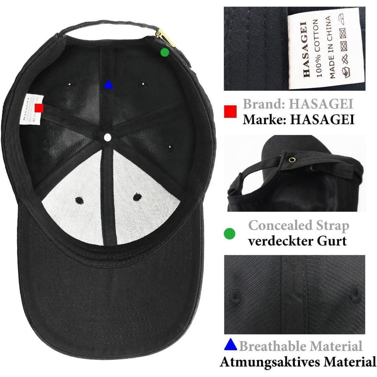 Baseball Cap Baumwolle Verstellbar – Unisex Kappe Schwarz