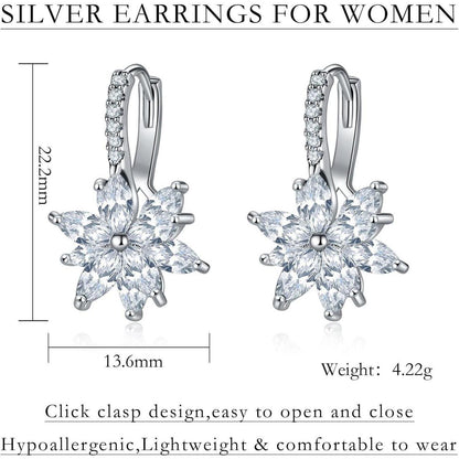 Blumen Creolen Silber mit Zirkonia – Damen Ohrringe