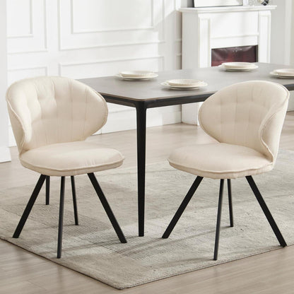 Esszimmerstühle 2er Set Chenille Weiß – Moderne Akzentstühle