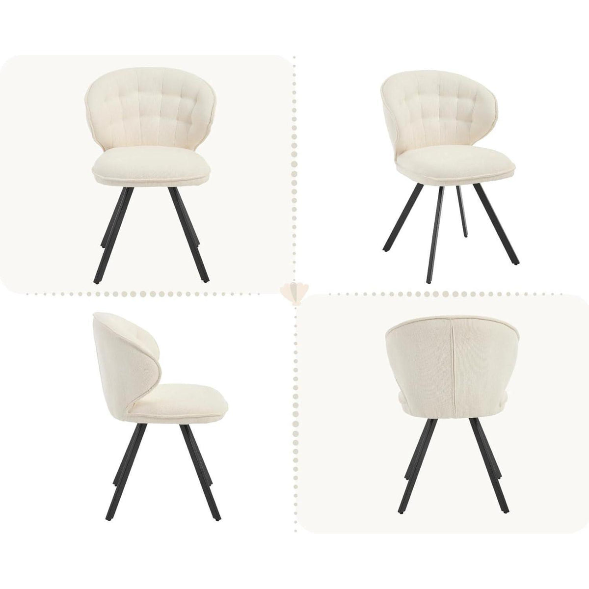 Esszimmerstühle 2er Set Chenille Weiß – Moderne Akzentstühle