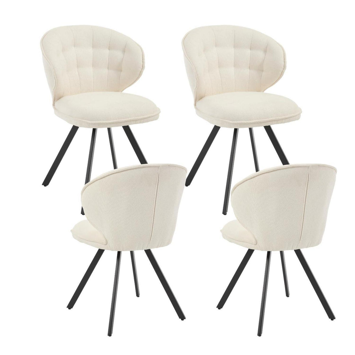 Esszimmerstühle Set 4 – Chenille, Modern, Weiß