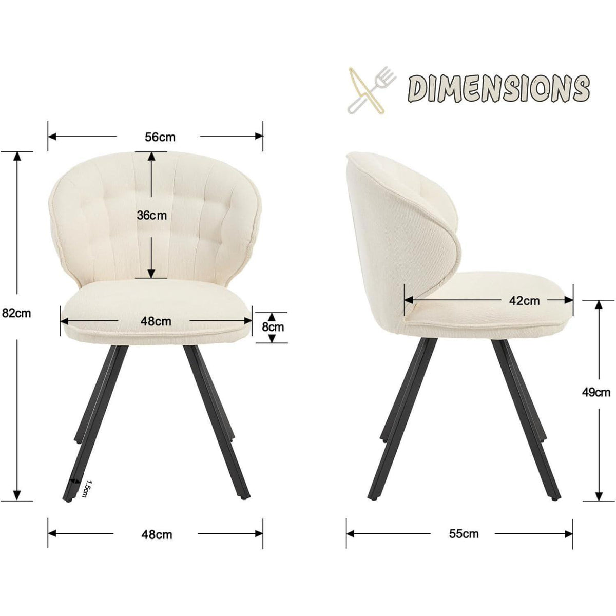 Esszimmerstühle Set 4 – Chenille, Modern, Weiß