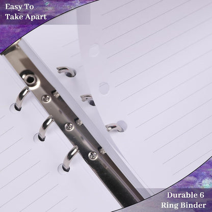 A5 Ringbuch Tagebuch mit 6 Ringen, Vintage Baumdesign Violett