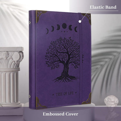 A5 Ringbuch Tagebuch mit 6 Ringen, Vintage Baumdesign Violett