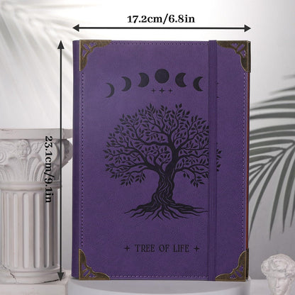 A5 Ringbuch Tagebuch mit 6 Ringen, Vintage Baumdesign Violett