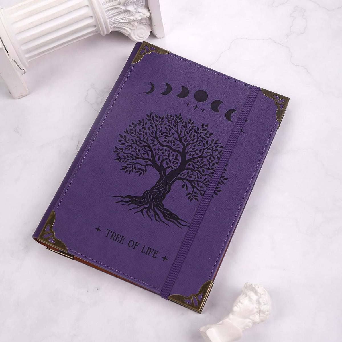 A5 Ringbuch Tagebuch mit 6 Ringen, Vintage Baumdesign Violett