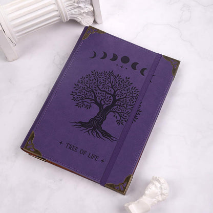 A5 Ringbuch Tagebuch mit 6 Ringen, Vintage Baumdesign Violett