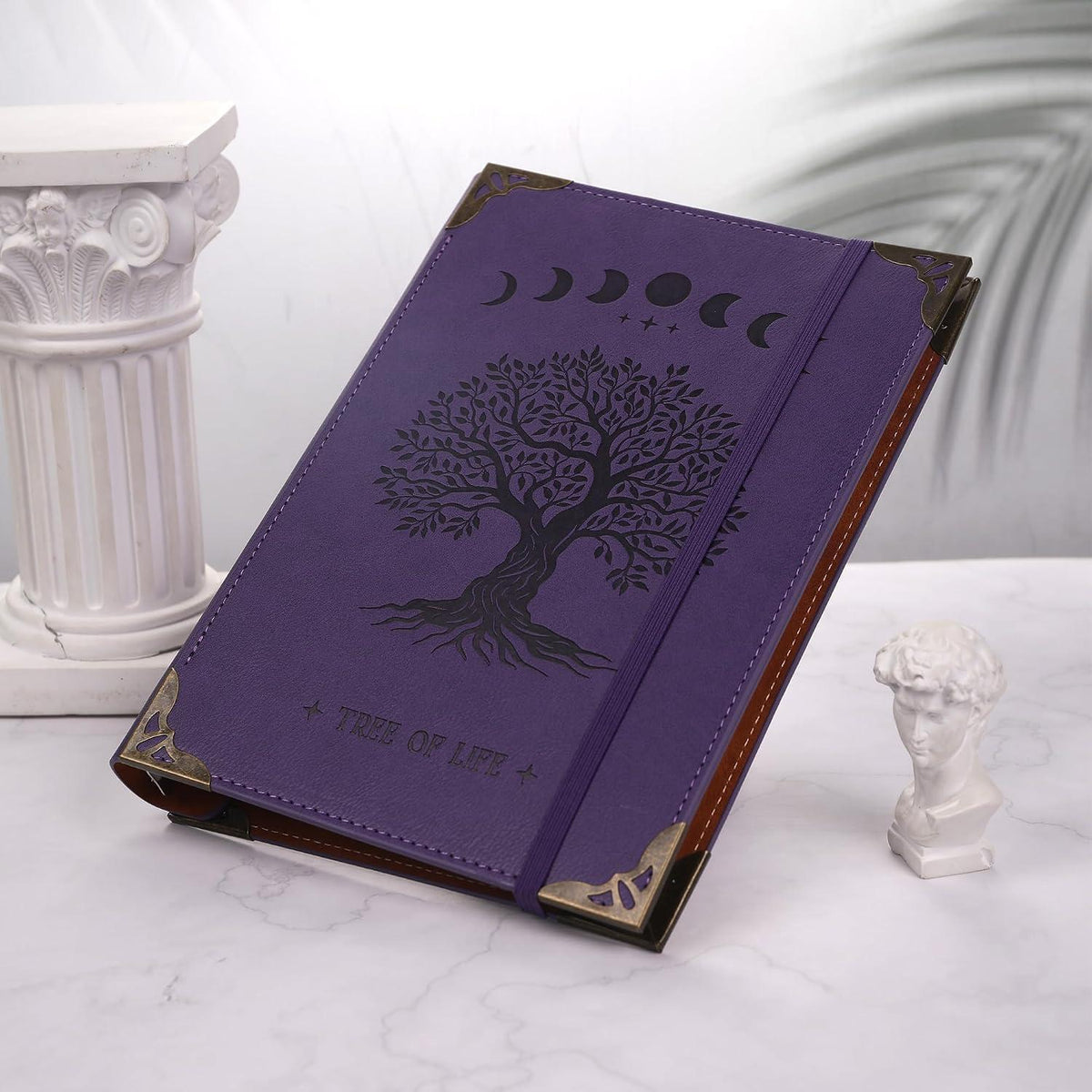 A5 Ringbuch Tagebuch mit 6 Ringen, Vintage Baumdesign Violett
