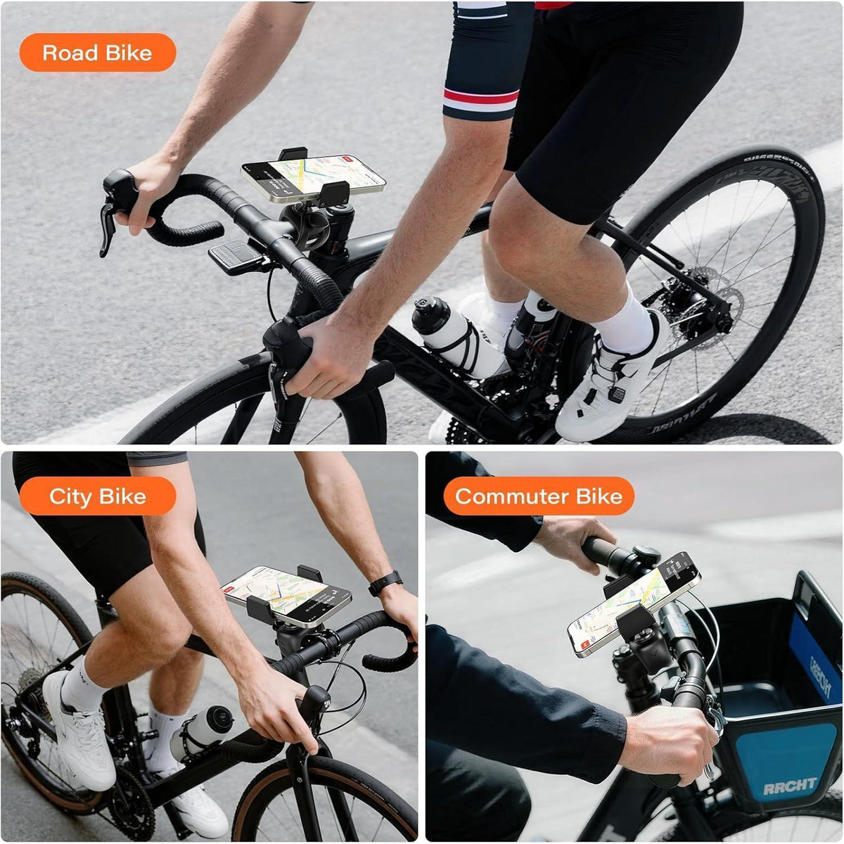Fahrrad Handyhalterung aus Aluminium – 360° drehbar & sicher