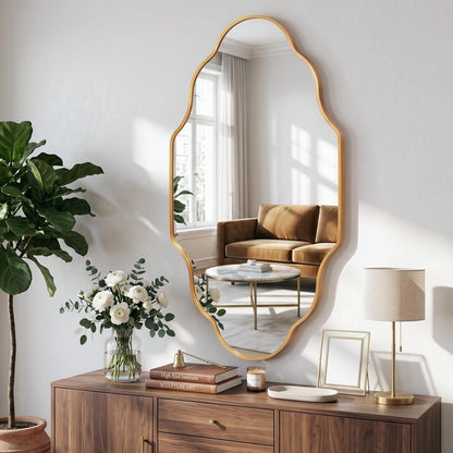 Wavy Gold Wandspiegel – Eleganter Wellenrahmen 115x65cm