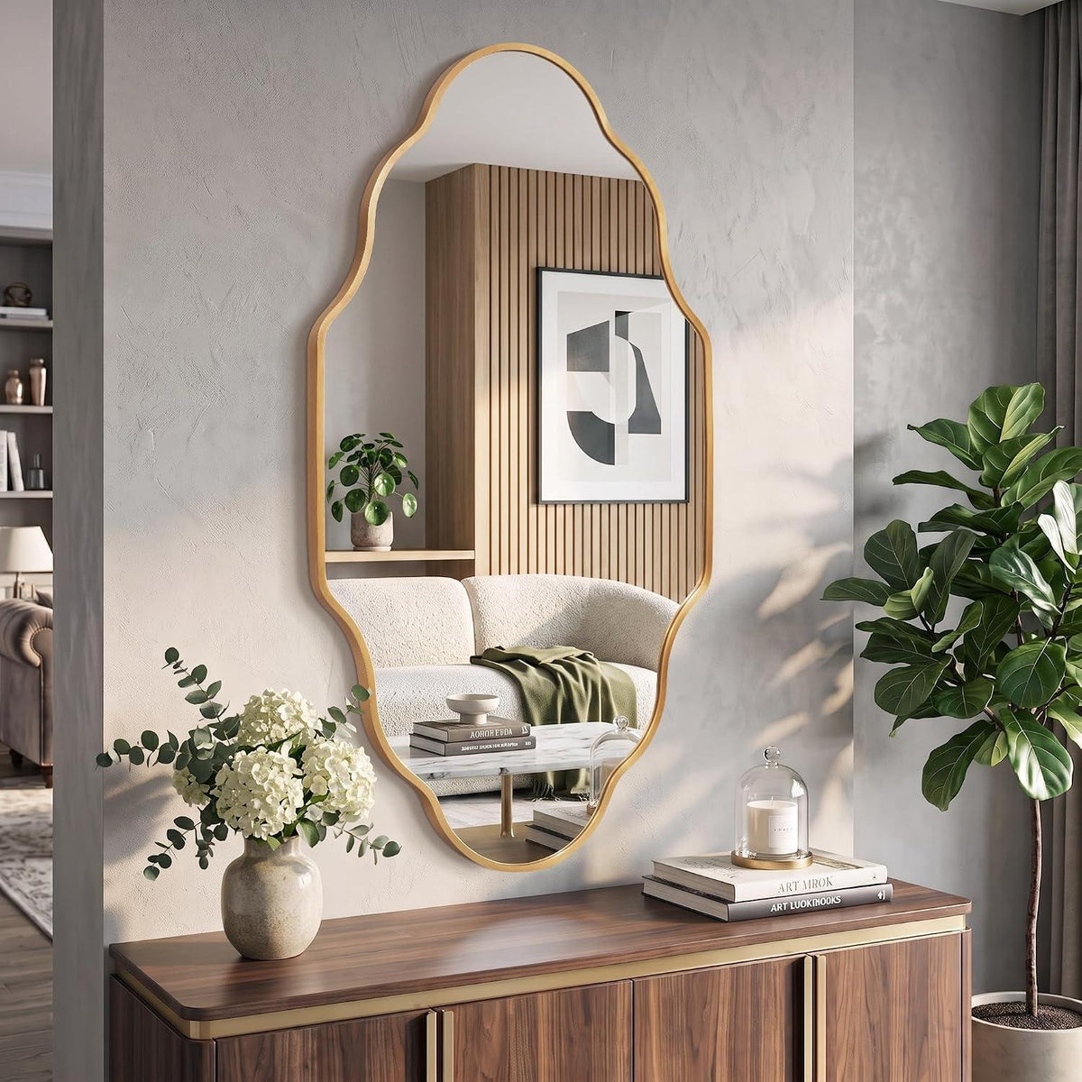 Wavy Gold Wandspiegel – Eleganter Wellenrahmen 115x65cm