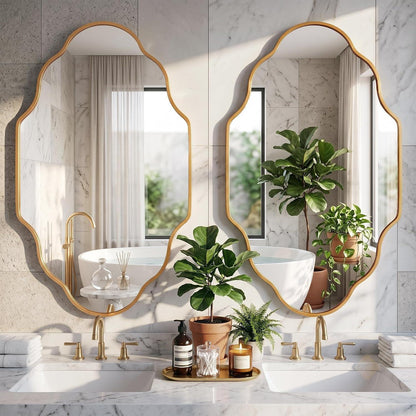 Wavy Gold Wandspiegel – Eleganter Wellenrahmen 115x65cm