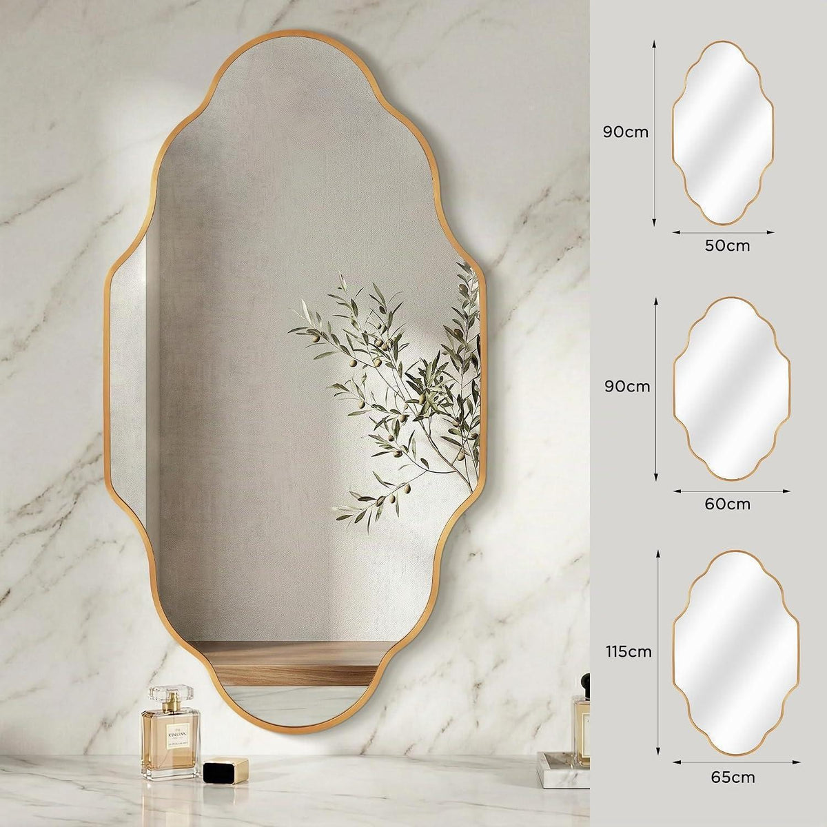 Wavy Gold Wandspiegel – Eleganter Wellenrahmen 115x65cm