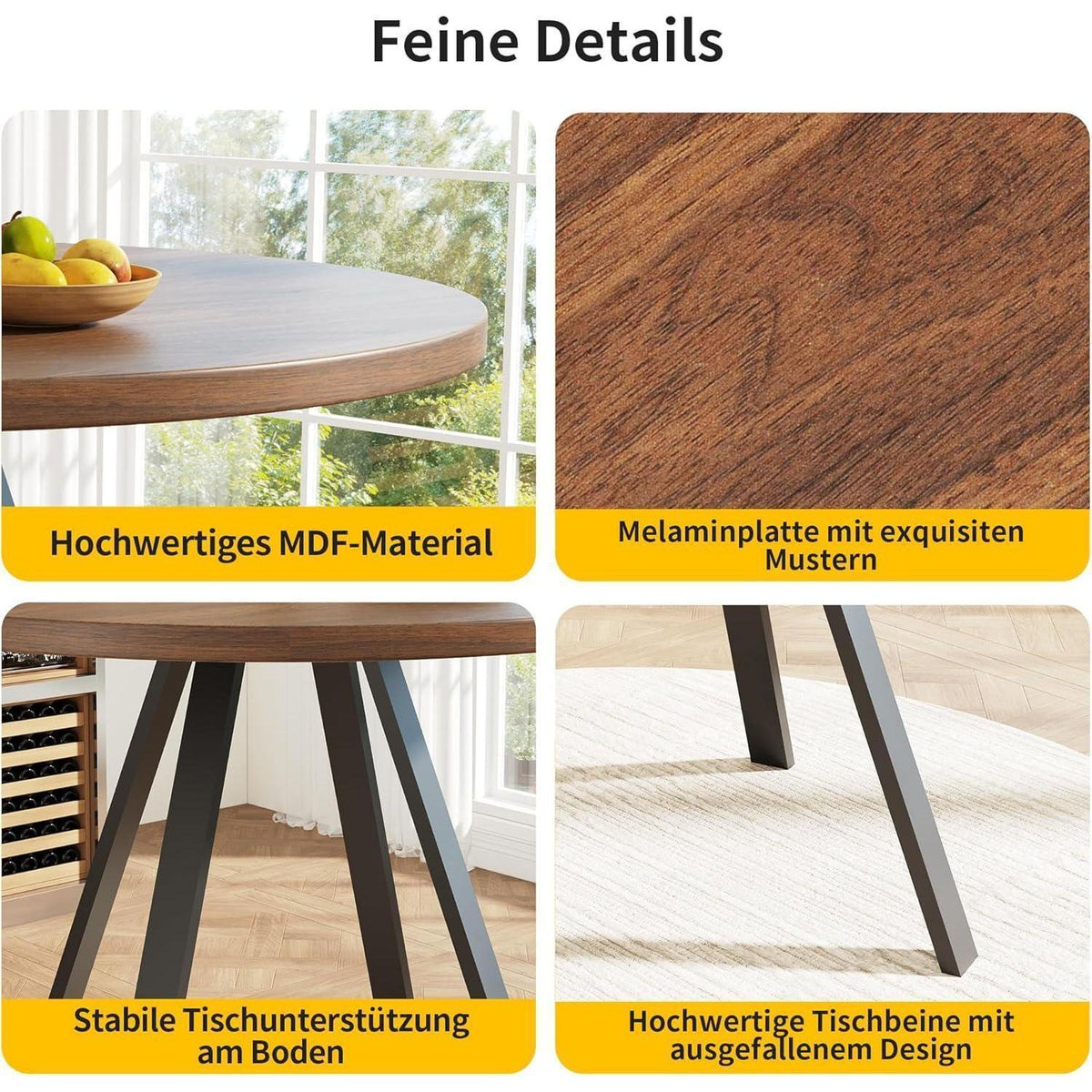 Runder Esstisch 80x80cm – Küchentisch für 4 Personen