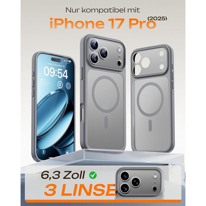 iPhone 17 Pro Hülle MagSafe, Kameraschutz, Matt, Grau
