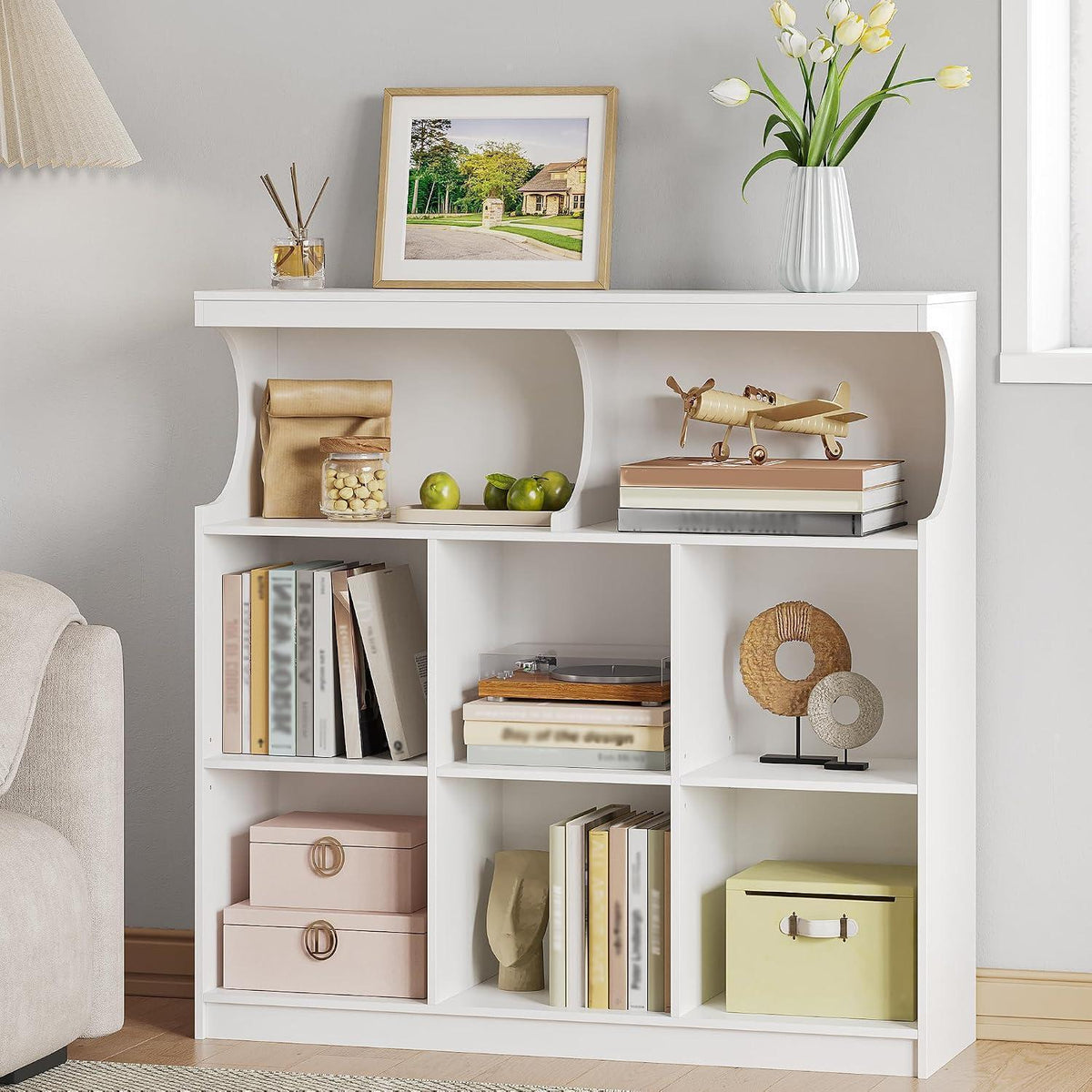 Weißes Bücherregal 8-Fach | Standregal für Wohnzimmer, Büro & Schlafzimmer