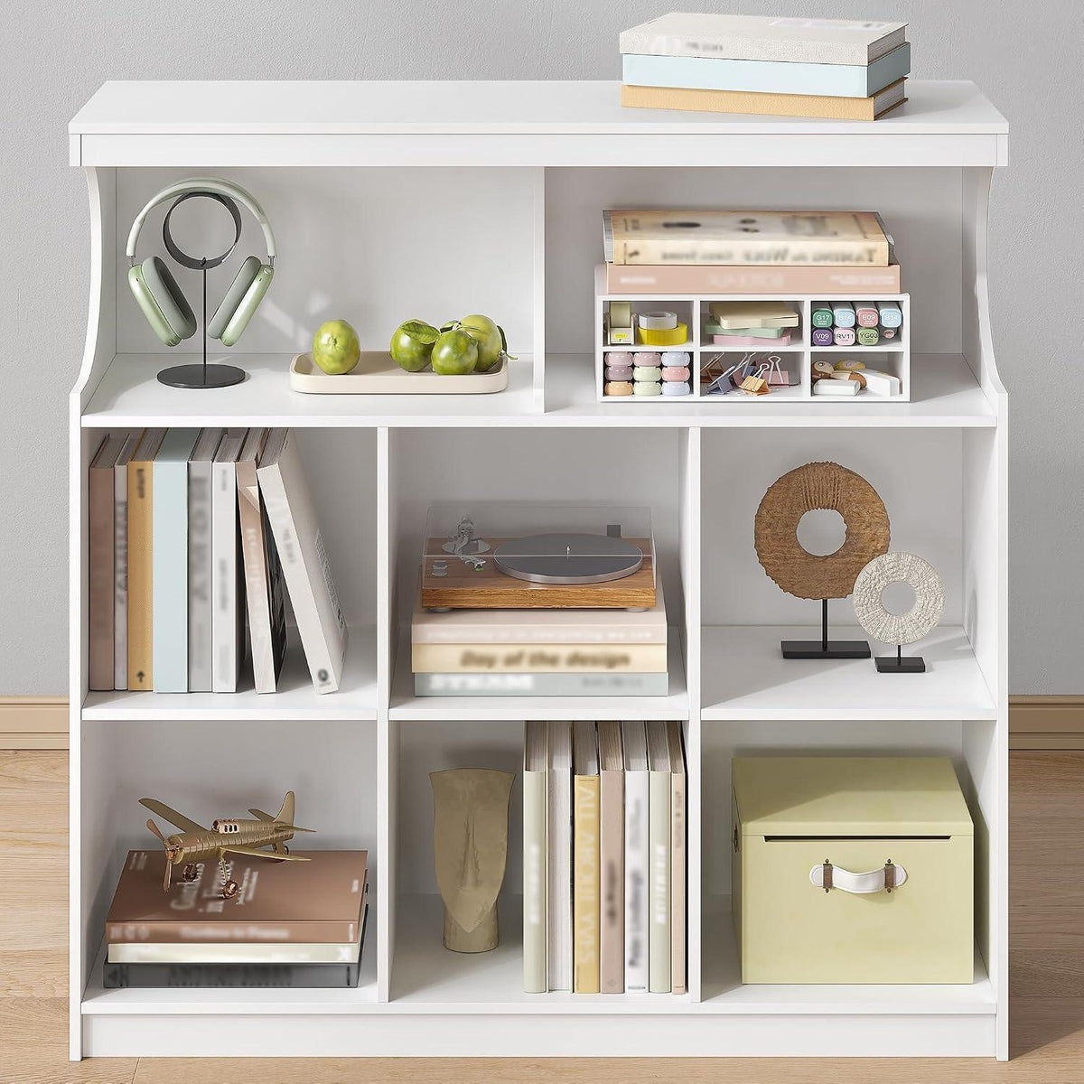 Weißes Bücherregal 8-Fach | Standregal für Wohnzimmer, Büro & Schlafzimmer