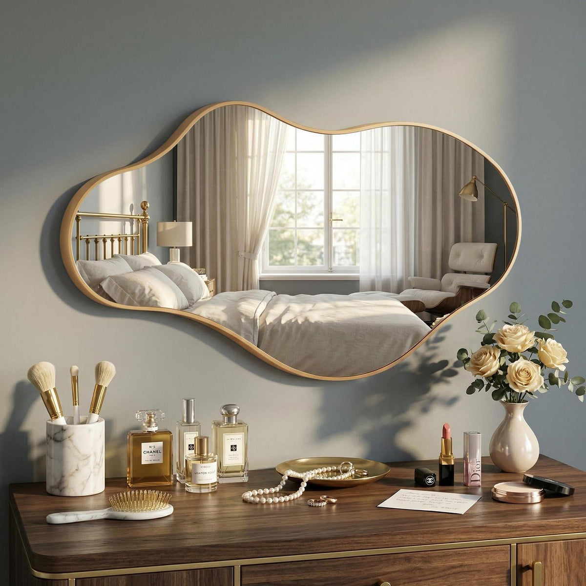 Wavy Wandspiegel Gold – Abstrakt & Skulptural