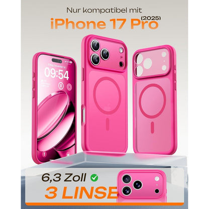 iPhone 17 Pro Hülle mit MagSafe, Kameraschutz, Heißes Rosa