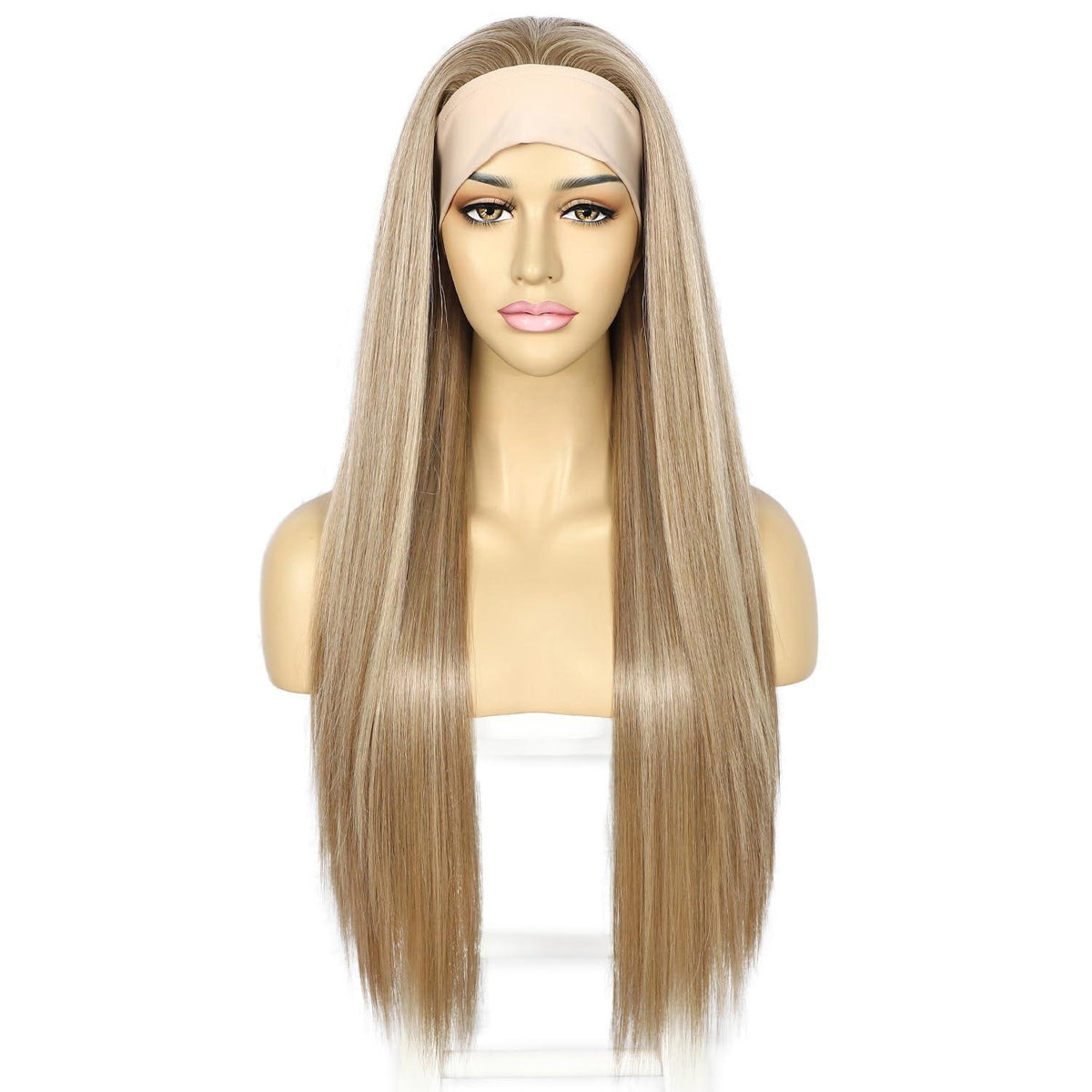 Blond Stirnband Perücke – Synthetisch, 26 Zoll, mit Stirnbändern