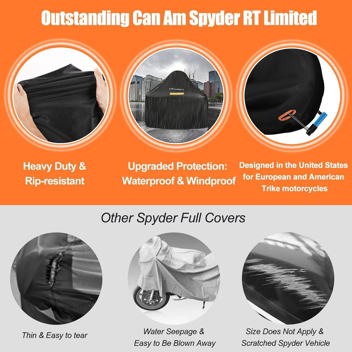 Wasserdichte Abdeckung für Can-Am Spyder RT/F3 – 300x150x120cm
