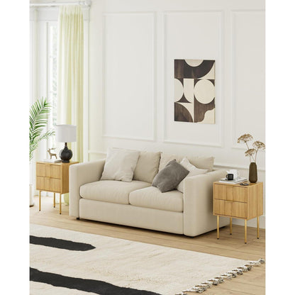Nachttisch mit 2 Schubladen, Eiche, modern & Boho Stil