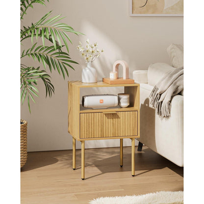 Nachttisch mit Schublade und Ablage, modern, Eiche