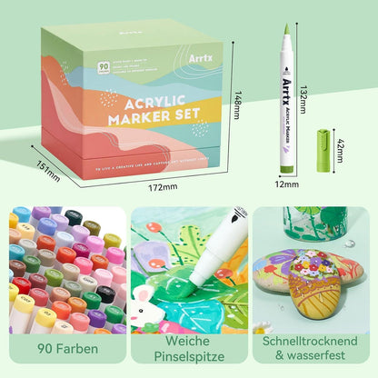 Acrylmarker Set 90 Farben – Wasserfest & Vielseitig