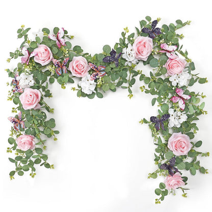 2x 1,8m Eukalyptus Girlande Rosa Rosen Deko Hochzeit
