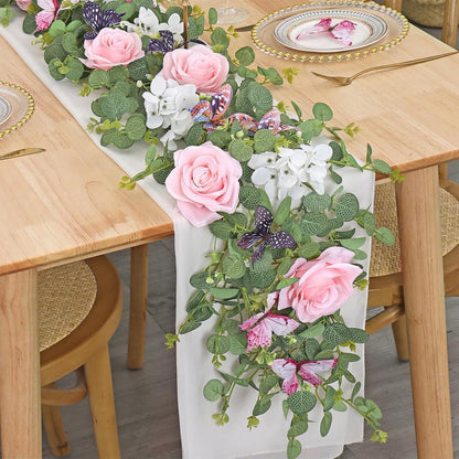 2x 1,8m Eukalyptus Girlande Rosa Rosen Deko Hochzeit